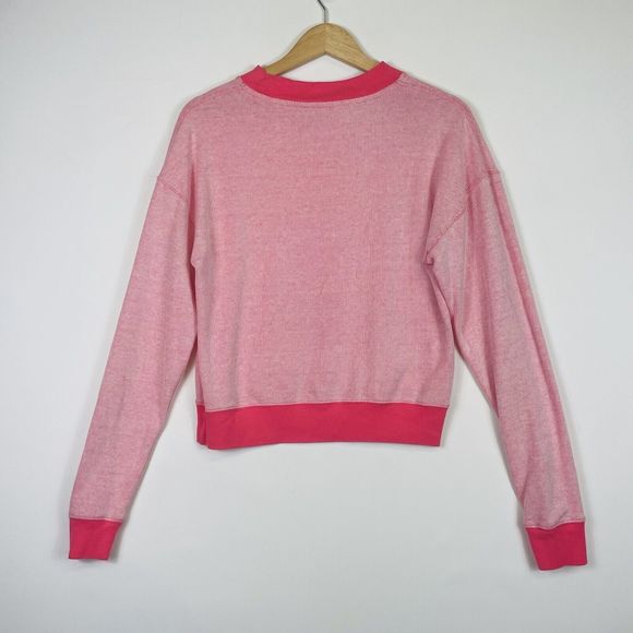 Champion Pink White Stripe Cropped Lightweight Sweatshirt Shirt Top Womens Small - Picture 4 of 6